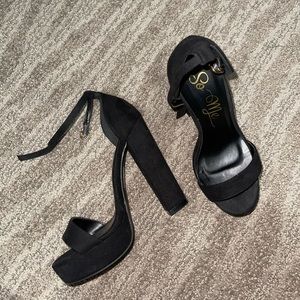 Thick strappy heels